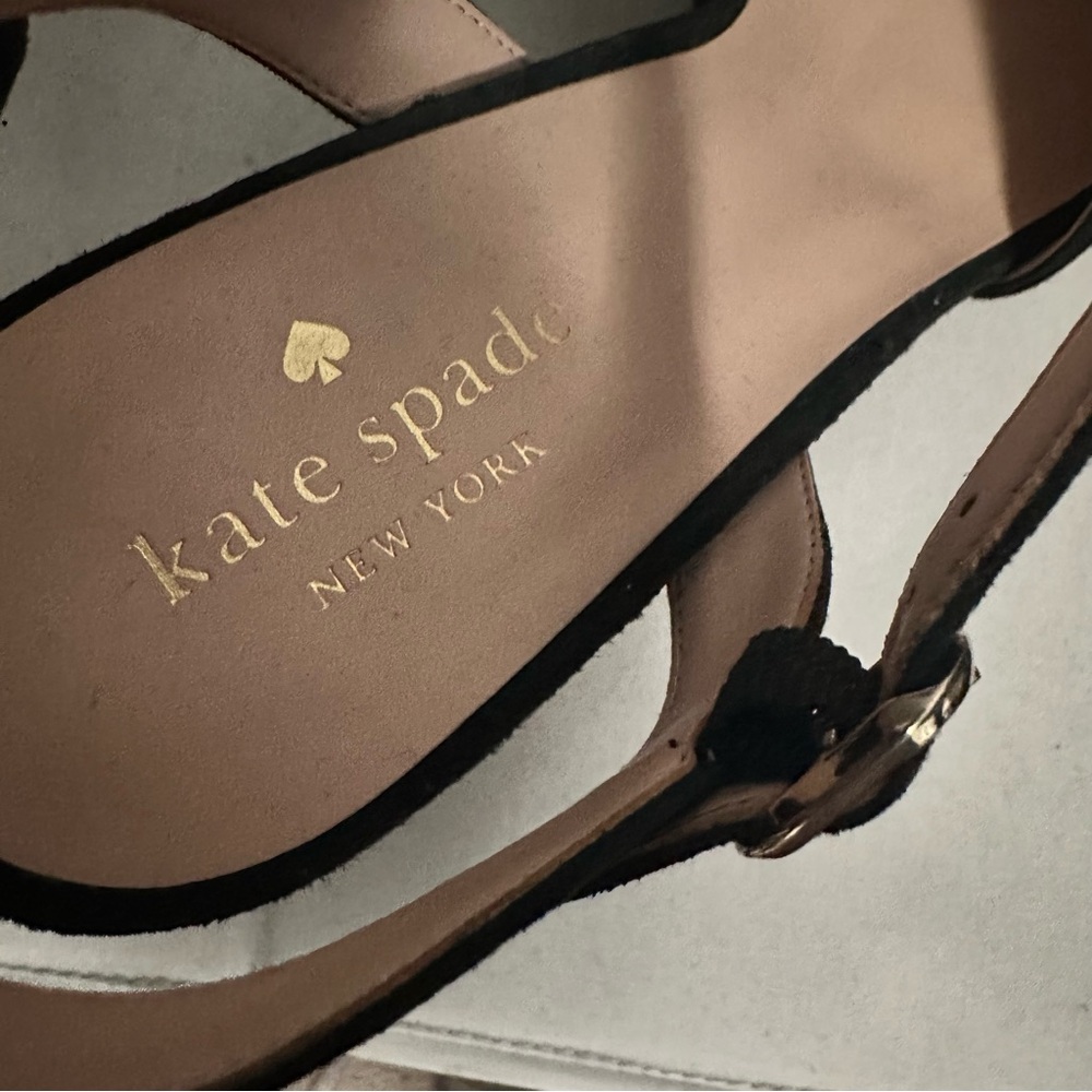 Kate Spade Delphi Faux Suede Platform Open Toe Sandal Heels Black Women 11 - Picture 6 of 7